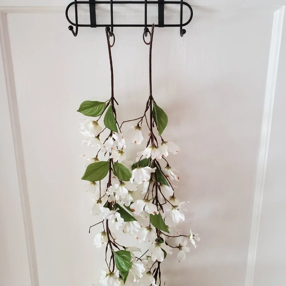 2 White Faux Floral Garland Strands 70